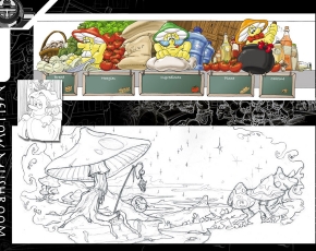 Mellow Mushroom Mural sketchs